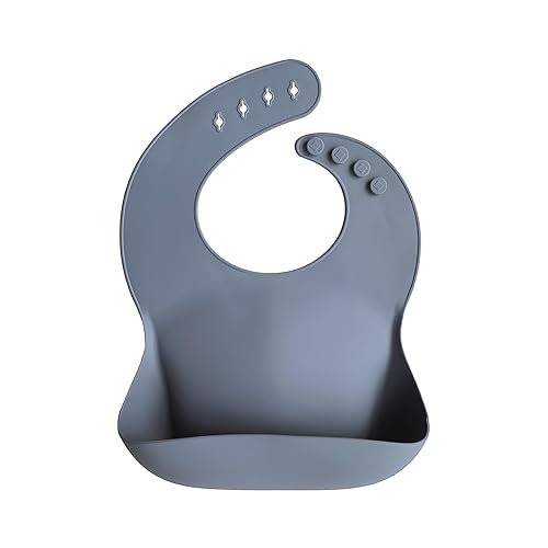 Miniatura 14 de Mushie - Babero de silicón para bebé, ajustable y resistente al agua (margarita) Margarita,bees,Negro (Daisy),Azul marfil,Bluey