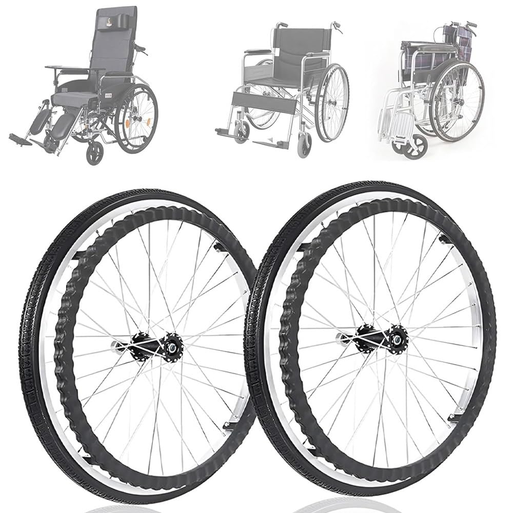 24 Pulgadas Ruedas De Repuesto Para Silla De Ruedas, Acesorios Para Sillas De Ruedas Para Reemplazar Las Rueda Traseras, Rueda Sólida Para Andador, Rodador | Black,20in/50cm