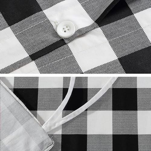 Image of Eddie Bauer - King Duvet Cover Set, Cotton Reversible Bedding, Buffalo Plaid Bedding Set (Black Check, King)