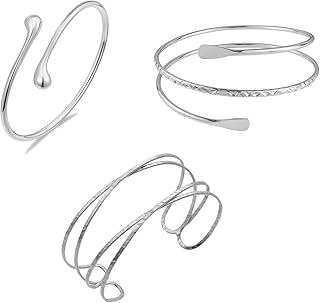 3 Stück Bracelet Femme Bracelet Bras Argent Cadeau Anniversaire Femme Bijoux Minimalistes Manchette Jewelry Ensemble Ajustable Cadeau Personnalisé pour Fêtes Festivals et Mode Quotidienne