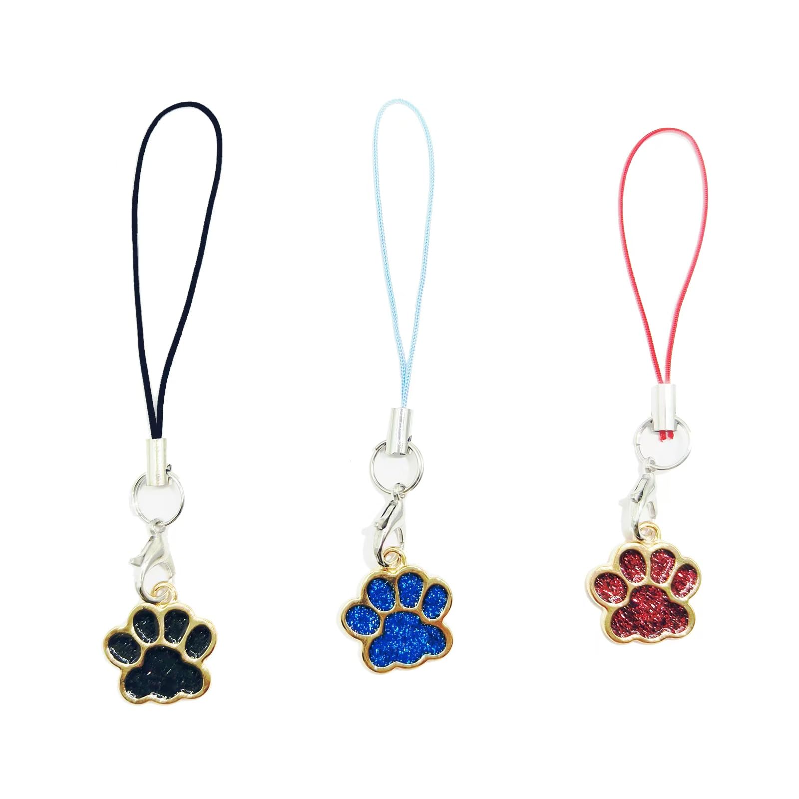 DRGNSAMU 3Pcs Unique Paw Phone Charm Strap Cute Keychain Lanyard String Charm, Cute and Kawaii Phone Charms