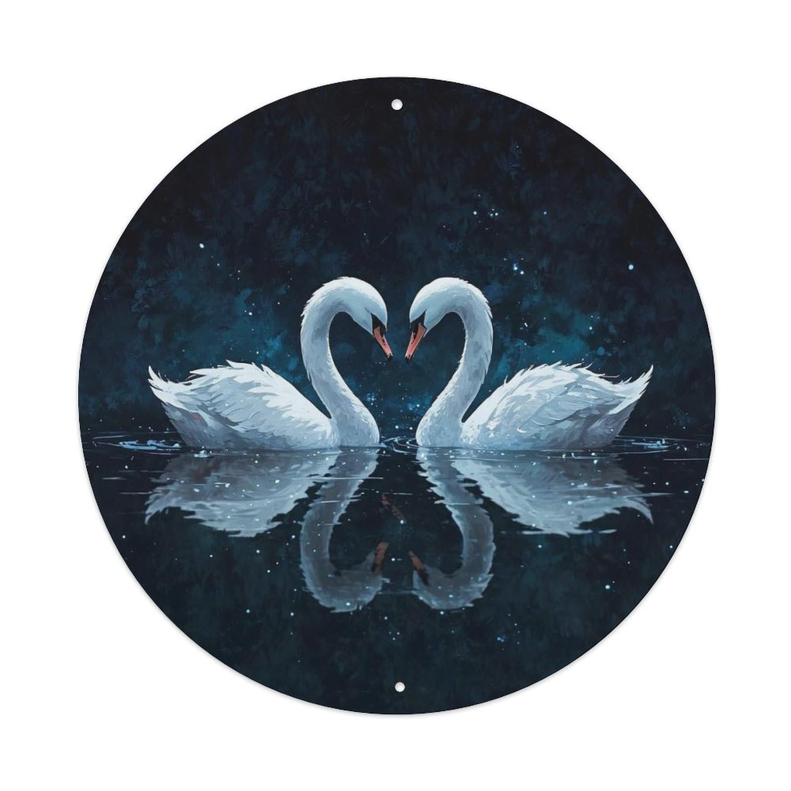 Animal Poster Mute Swans Romantic Couple Heart Shape Valentines Gift Vintage Metal Tin Sign Plaque Wall Decor for Cafe, Club Bar, Office, Garden Metal Poster 8x8Inch
