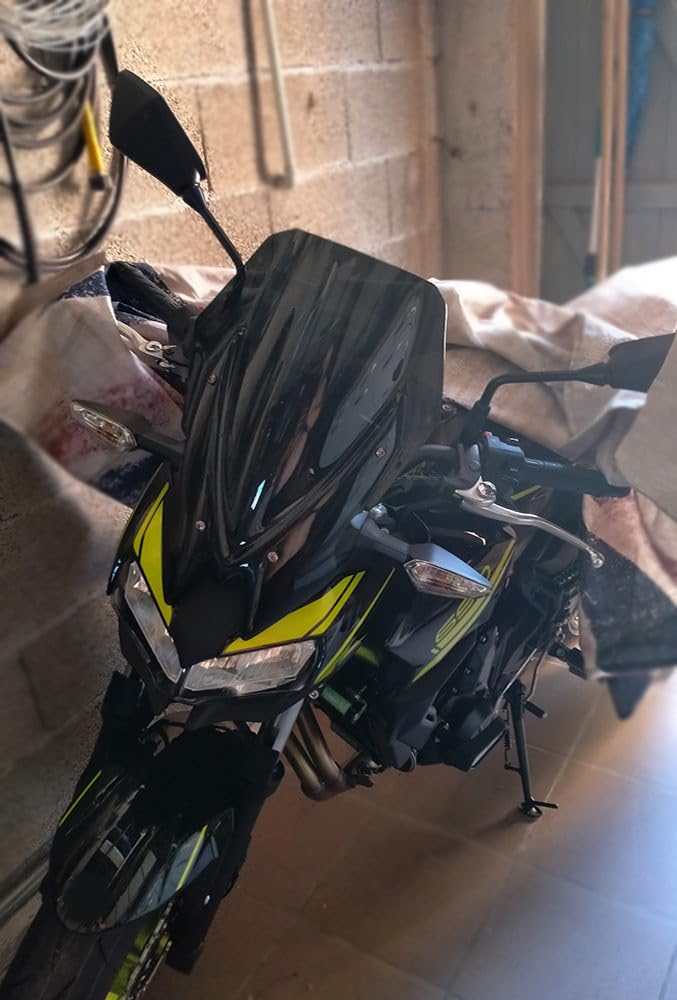 avdb-moto Szyba/Deflektor wiatru kompatybilny z KAWASAKI Z650 ER650K 2020-2024, Z 900 / SE / A2 2020-2024 Z poliwęglanu (Czarny)