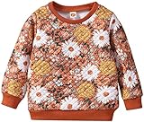 RETSUGO Toddler Girls Sweatshirts Fleece Long Sleeve Crewneck Pullover Floral Shirts Toddler Sunflow