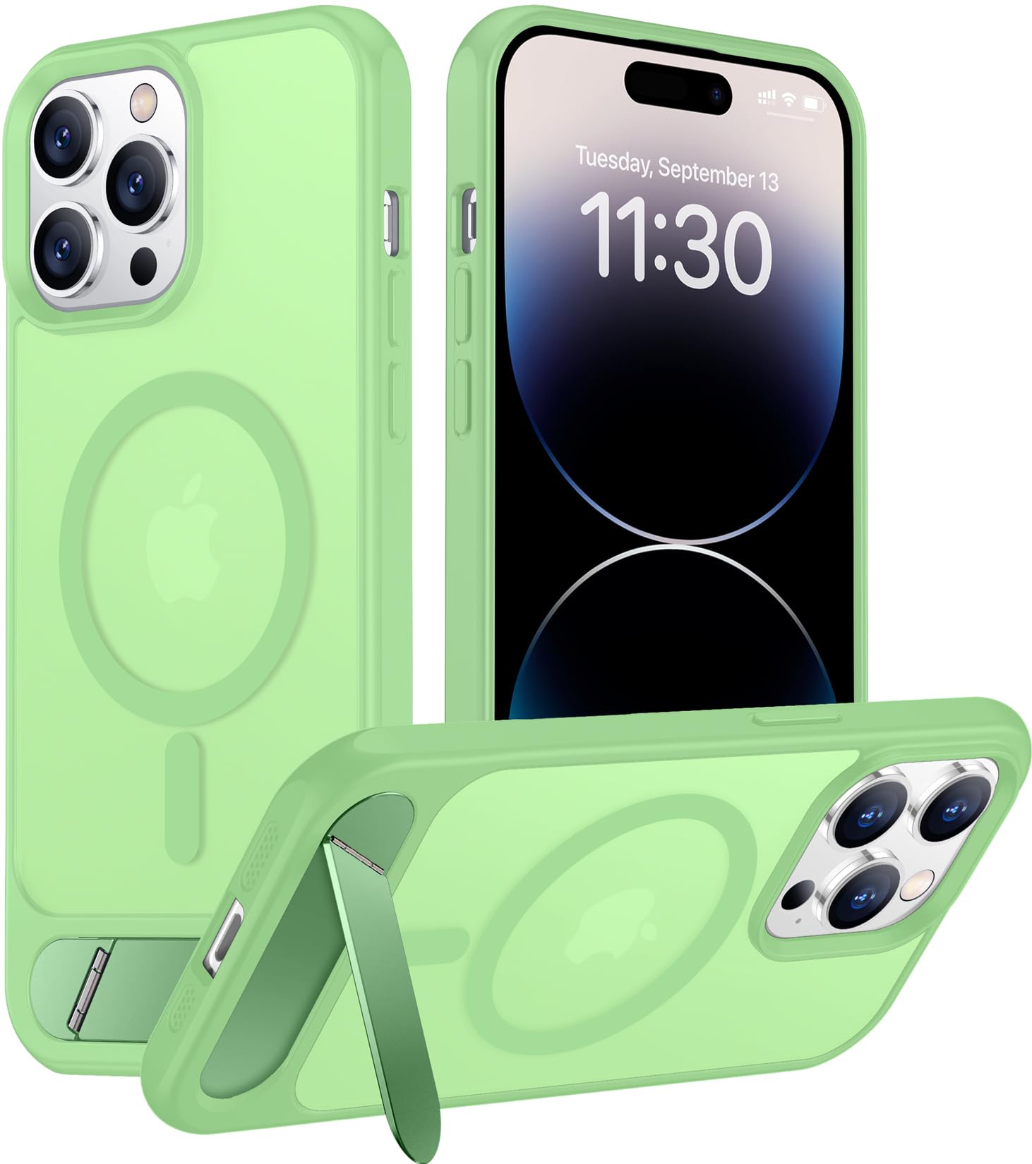 Temdan Magnetic Compatible with iPhone 14 Pro Max Case, [Built-in Invisible Kickstand][Compatible with MagSafe] [Military Grade Shockproof] Slim Translucent Matte Phone Case for iPhone 14 Pro Max 6.7"