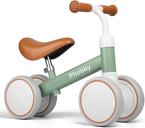 Bicicleta de equilibrio para bebés de 1, 2, 3 años, bicicleta de 4 ruedas con asiento ajustable, regalo de juguete de primer cumpleaños para niños