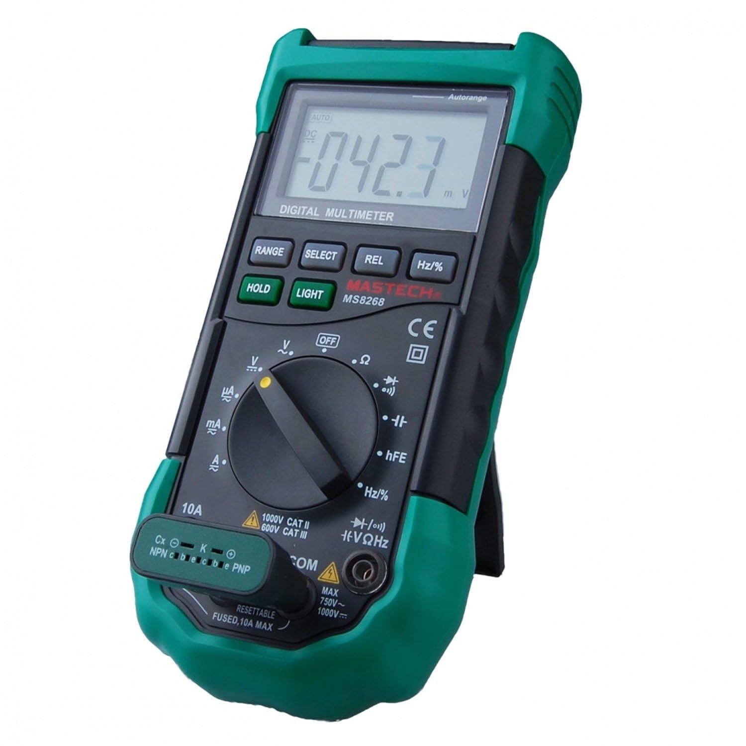 Mastech MS8268 Multimetro Digitale Autorange Display LCD Retroilluminato AC/DC 1000V 10A Capacità Frequenza CAT III