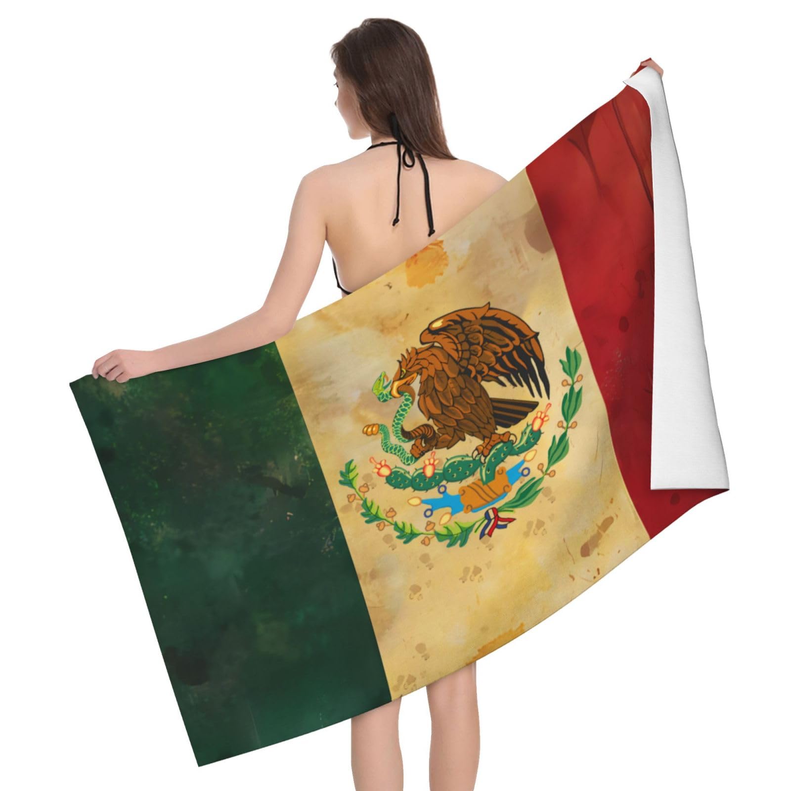 HLBSDM Microfiber Mexico Flag Beach Towel Quick Dry Soft Sand Free Beach Towels for Pool Swim Beach Lightweight Thin Towels