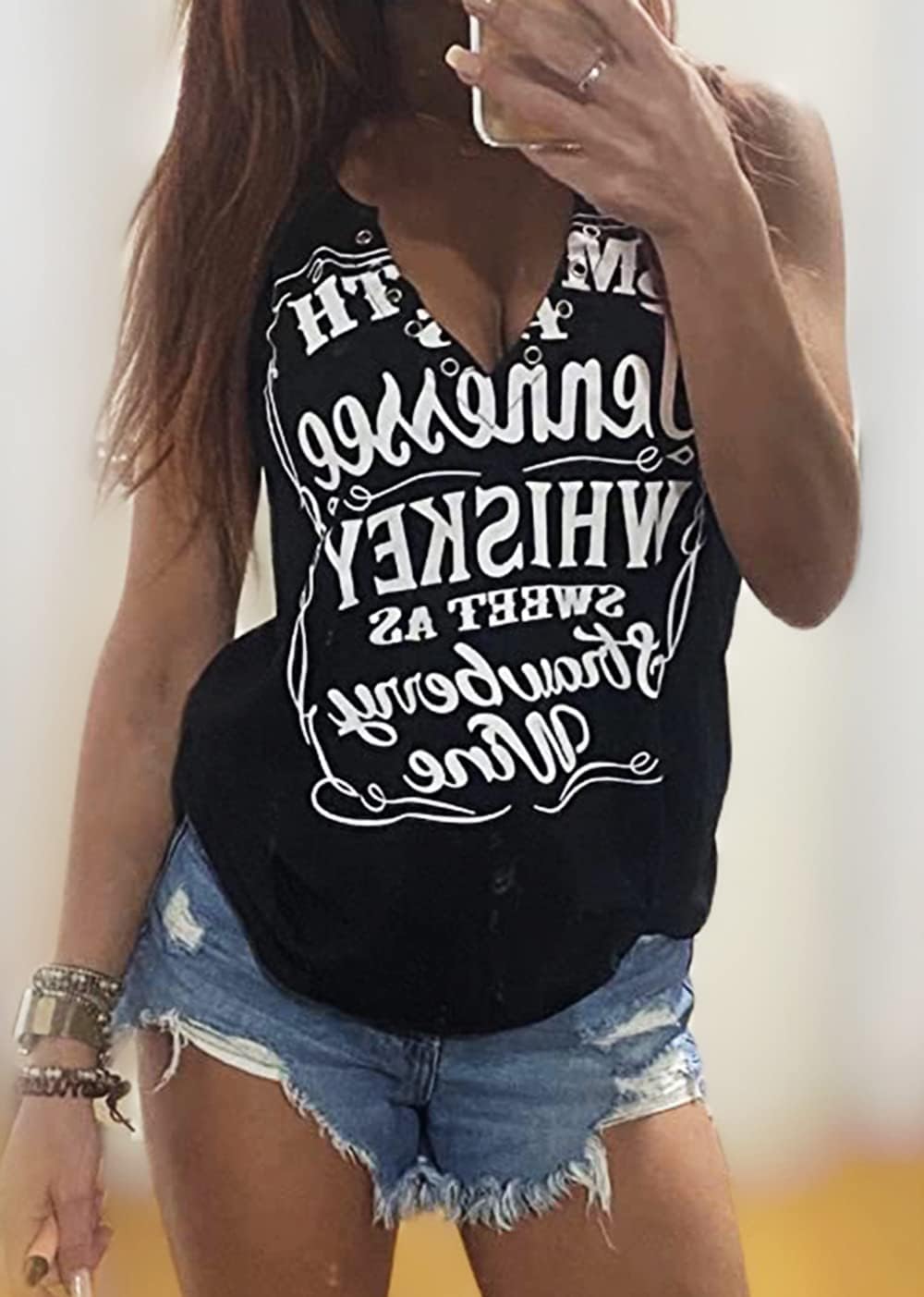 Tennessee Country Music Tank Top Womens Summer Sexy V-Neck Tank Tops Nashville Rock Country Concert Sleeveless T Shirts
