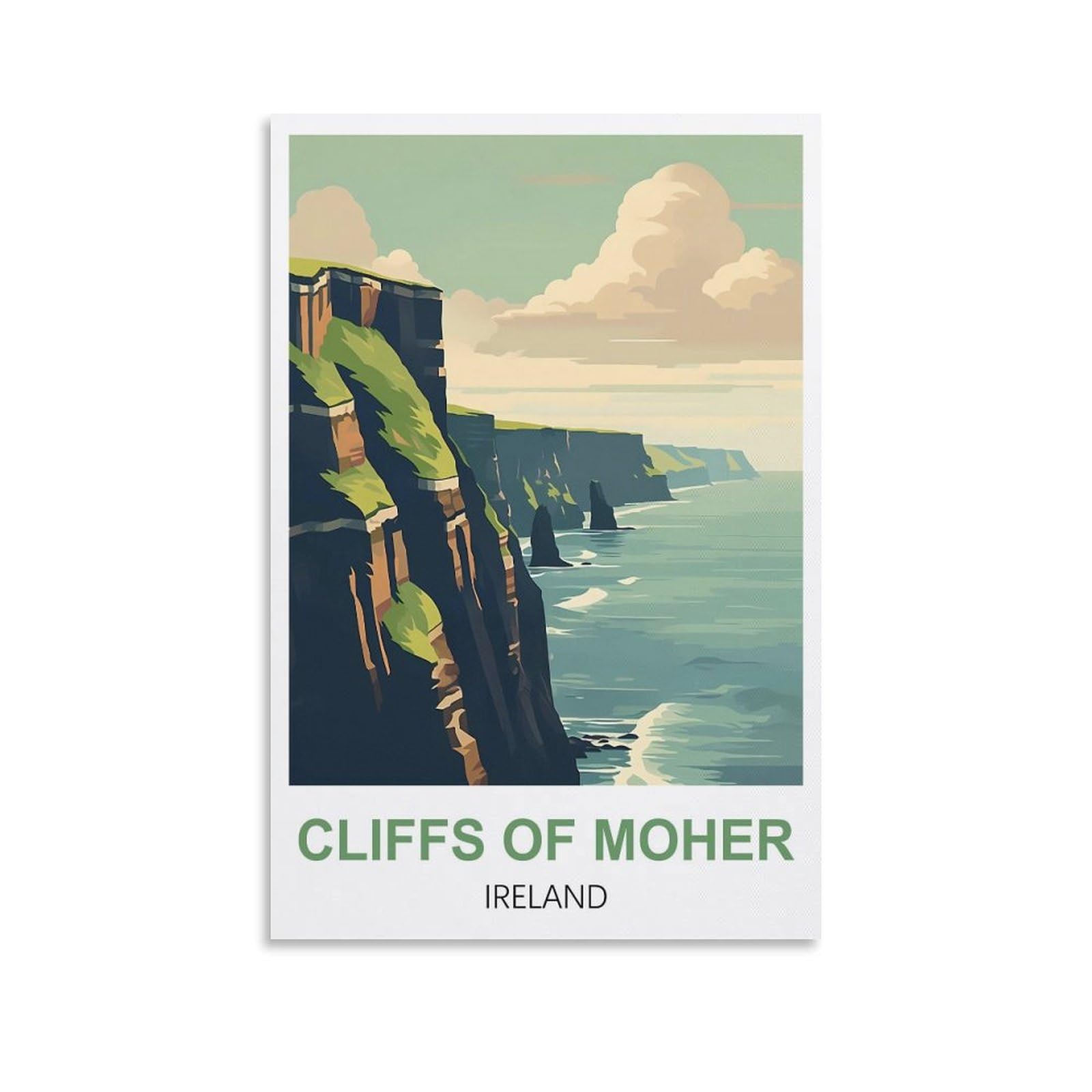 Vintage Metal Tin Sign Cliffs of Moher Ireland Tin Sign Retro Wall Art Poster for Home Man Cave, Cafe Bar Wall Decor 30x40cm