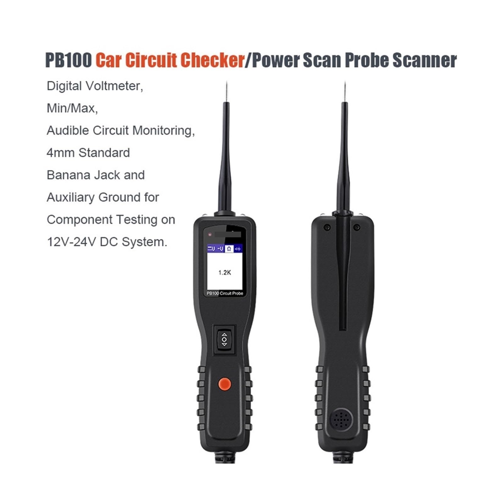 Tester della batteria, PB100 Tester for circuito automobilistico Kit sonda di alimentazione Strumento diagnostico elettrico Scanner tensione potenza