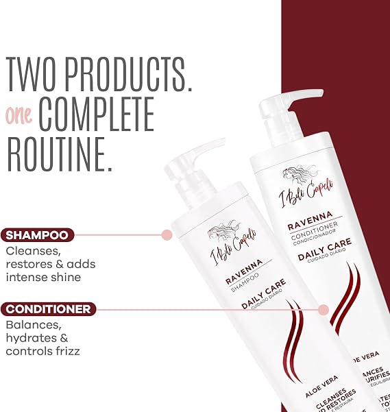 I Belli Capelli Ravenna Hair Straightening Kit – Organic Hair B-tox, Aloe Vera Shampoo & Conditioner, Repair Oil – Anti-Frizz, Intense Hydration, Shine – Formaldehyde-Free –For All Hair Types (4-Pack)