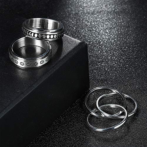 Jstyle Stainless Steel Spinner Rings For Anxiety Fidget Band Rings For Women Flower Ring Celtic Stress Relieving Reduce Anxiety Size 7 #TOP4