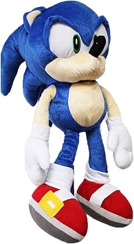 Sonic The Hedgehog Plush Backpack Stuffed Animal Toy with Zipper Open Pocket 18 Tall