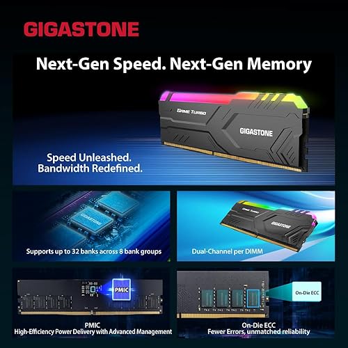 Miniatura 4 de RAM DDR5 RGB GIGASTONE Game Turbo 64 GB Kit (4 x 16 GB) DDR5 6000 MHz PC5-48000 CL40-40-40-76 Intel XMP 3.0 AMD Expo 1.3V UDIMM 288 pines sin búfer