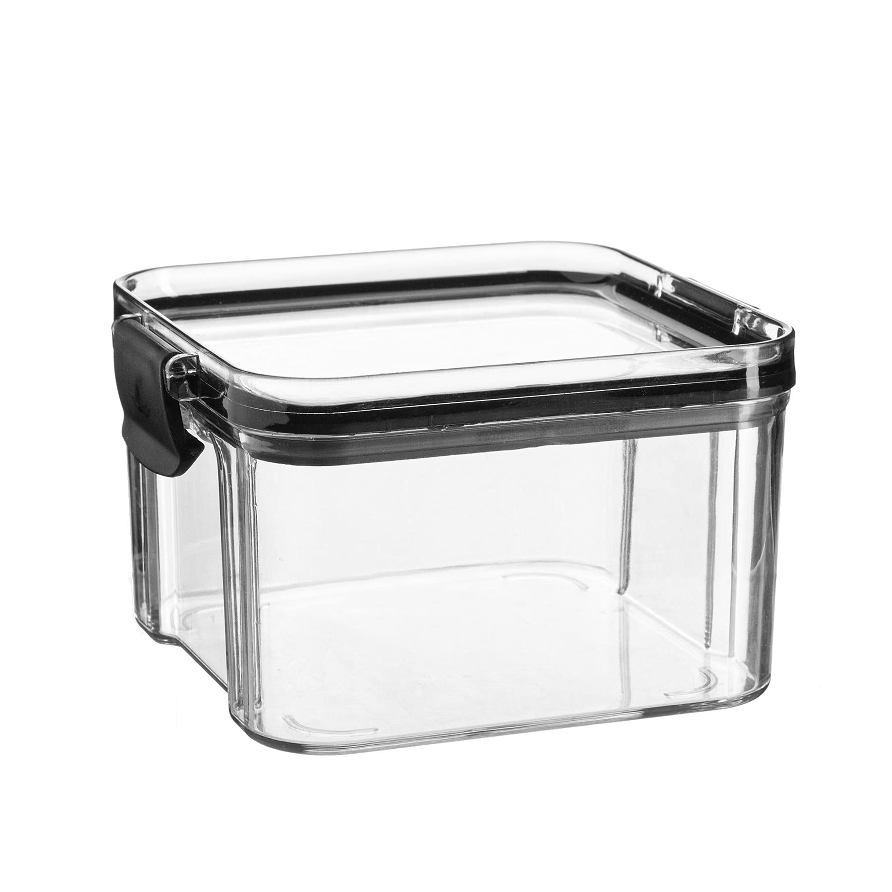 Argon Tableware Black Food Storage Container - 460Ml - Pack Of 1 - Clear Airtight Reusable Stackable Freezer Storage Meal Prep Container Lunch Tupperware Box With Clip-Lock Lid
