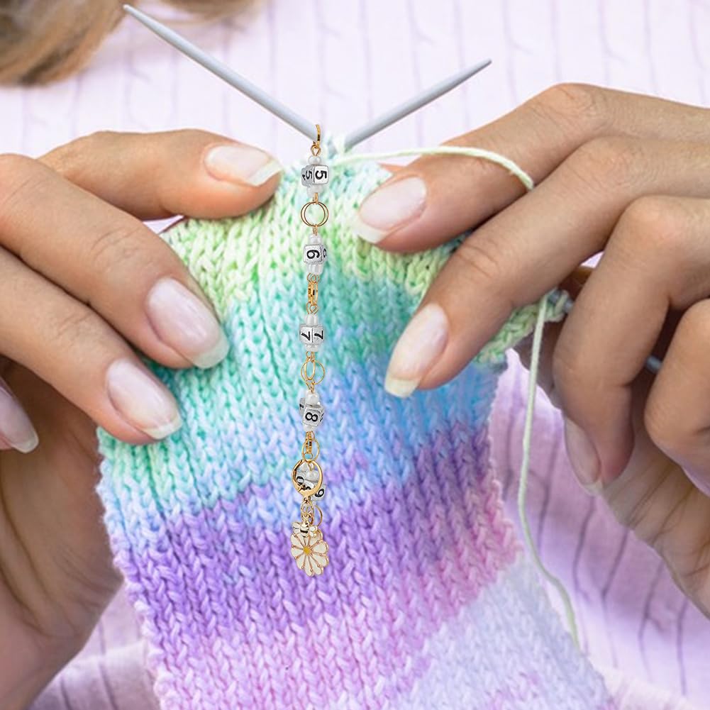 NBEADS 2 pz. Catene Da Banco In per Maglieria con Pendente In Vetro, Perline Numeriche Segnapunti In Acrilico Accessori per Il Conteggio Delle Righe per Lavorare A Maglia All'Uncinetto