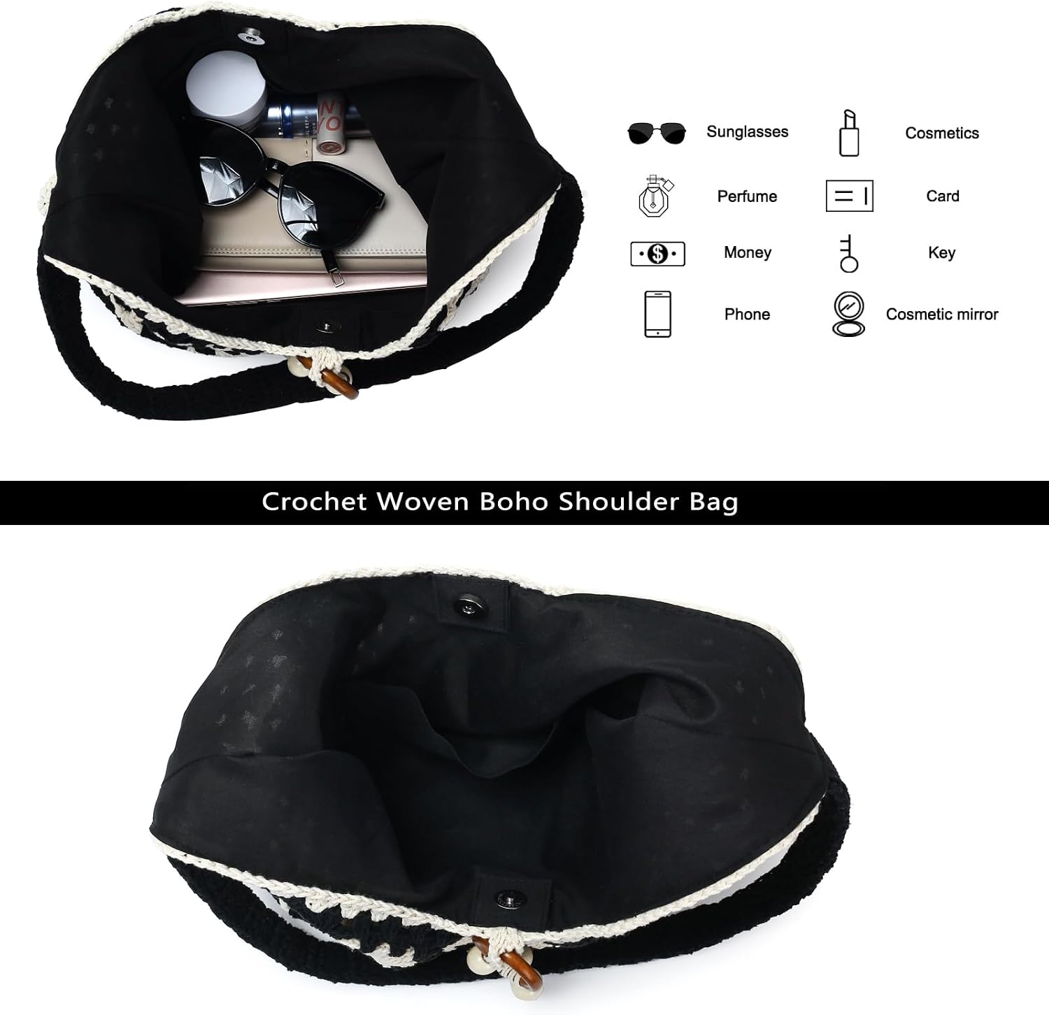 Crochet Knitted Bohemian Beach Purse for Women