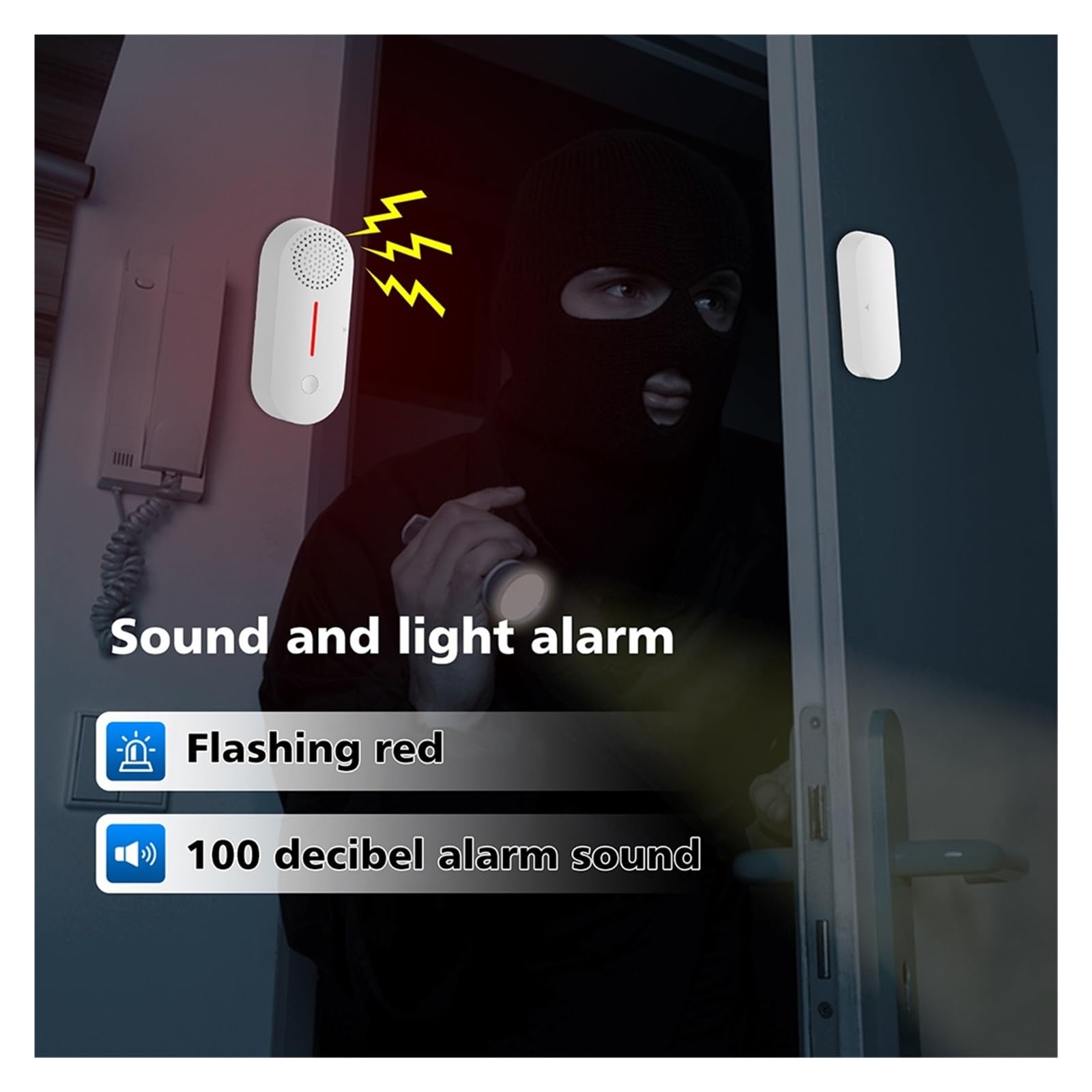 System alarmowy, inteligentny alarm bezprzewodowy 100DB syrena alarmowa drzwi okno czujnik kontaktowy ramię rozbroić zestaw czasowy działa bez sieci(1 PCS)