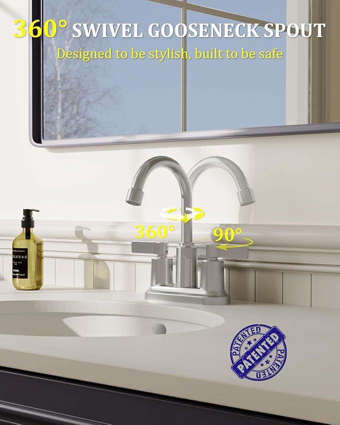 Grifería Lavamanos 3 Huecos 4 Pulgadas Acabado Níquel Cepill miniatura 4