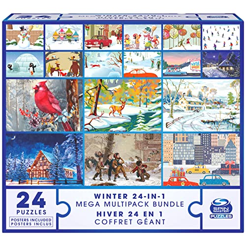 24 Jigsaw Puzzle Bundle, Holiday Winter Snow Illustration Landscape, 1000, 500, 300, 100, 48, 24 Pieces, for Kids and Adults Ages 8 and up 24 Jigsaw Puzzle Bundle, Holiday Winter Snow Illustration Landscape, 1000, 500, 300, 100, 48, 24 Pieces, for Kids and Adults Ages 8 and up
