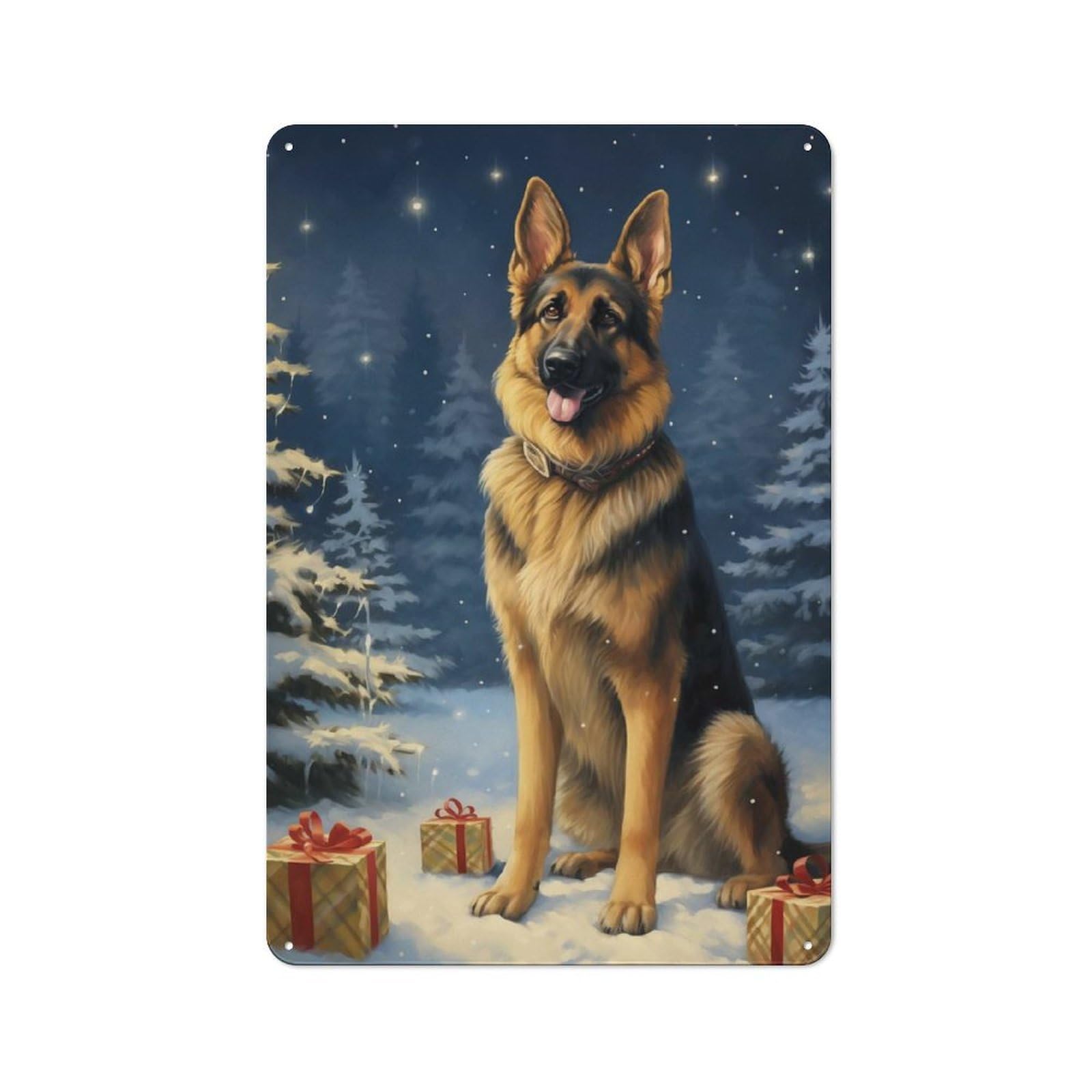Junmoney Lovely German Shepherd Vintage Tin Wall Plaque 30X20cm For Hallway Wall, For Kitchen, Dining Room And Home Bar Wall Decor