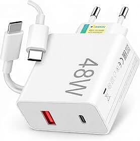 Carregador Turbo 48W Premium USB-C com Cabo USB-C - Carregamento Rápido Power Delivery e Quick Charge, Compatível com iPhone 15/16/17, Android, Samsung, Motorola e Xiaomi