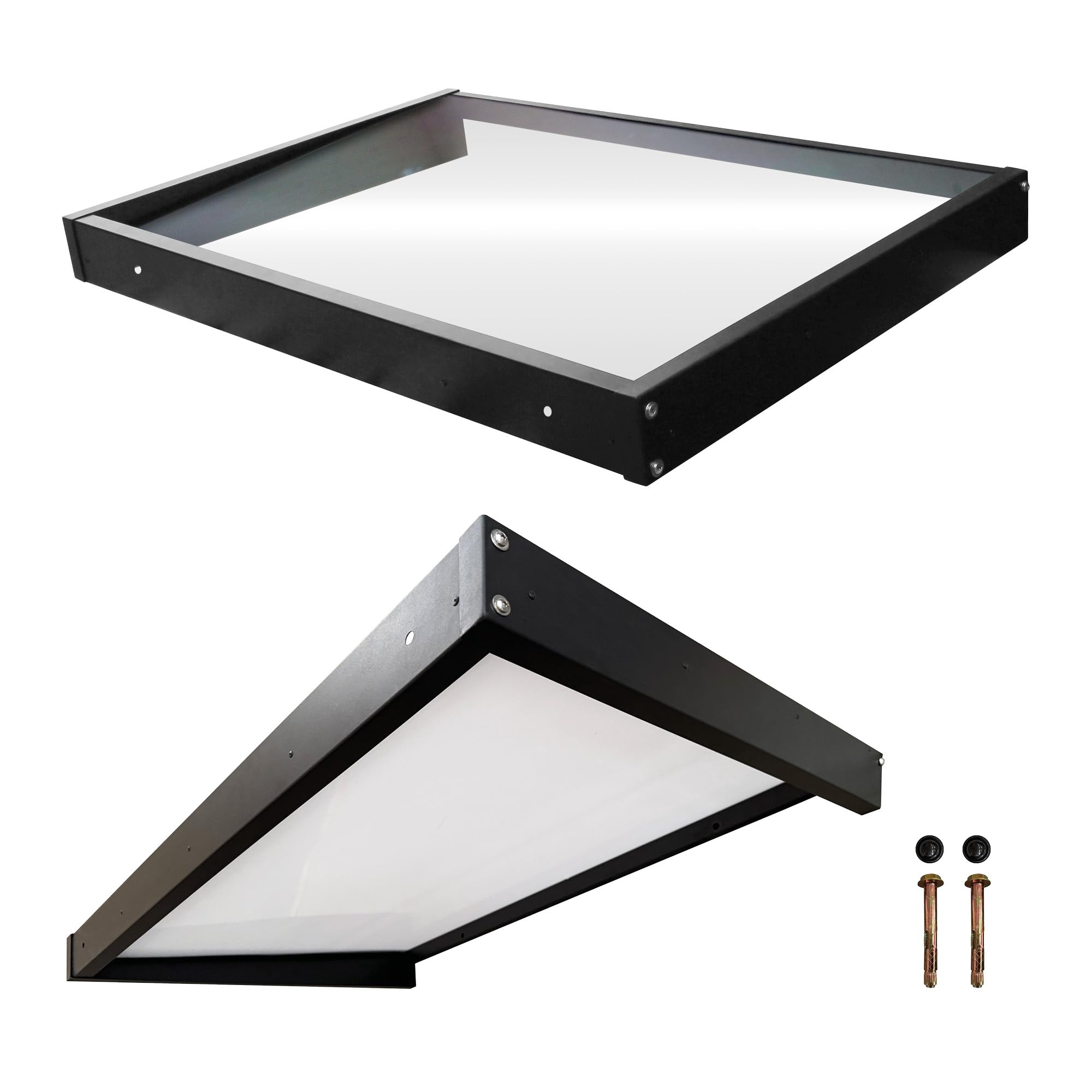 Wasabi - Marquesina Puerta Exterior 120x80cm Axis Plus – Policarbonato 2,7mm Sólido – Soportes de Hierro Antracita – Fácil Montaje – Tejadillo Protección Lluvia Ventana – Cubierta Resistente Jardín