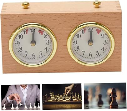 Chess Timer Chess Clock Wooden Analog Game Mechanical Timer Count Up Down Chess Clock Timer Chess Timer Clock Analog Chess Clock for Competition