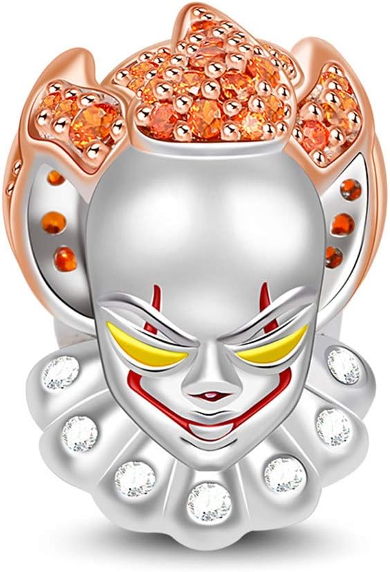 GNOCE "Killer Clown Clown Mask Charm Bead Pendant Clown Mask for Horror Movie Lovers Fit Bracelet/Necklace Halloween Jewelry Gift