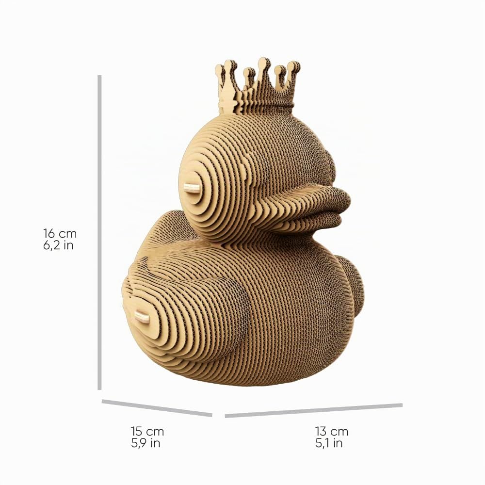 Canard Puzzle 3D en Carton – Maquette à Monter | 104 Pièces, 16 × 15 × 13 cm – Kit Sculpture DIY à Peindre, Matériaux Recyclés, Ados & Adultes, Idée Cadeau Déco