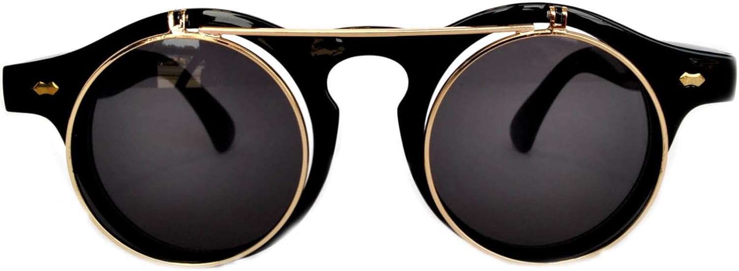 OWL Steampunk Retro Gothic Vintage Colored Metal Round Circle Frame Sunglasses Colored Lens - Image 4