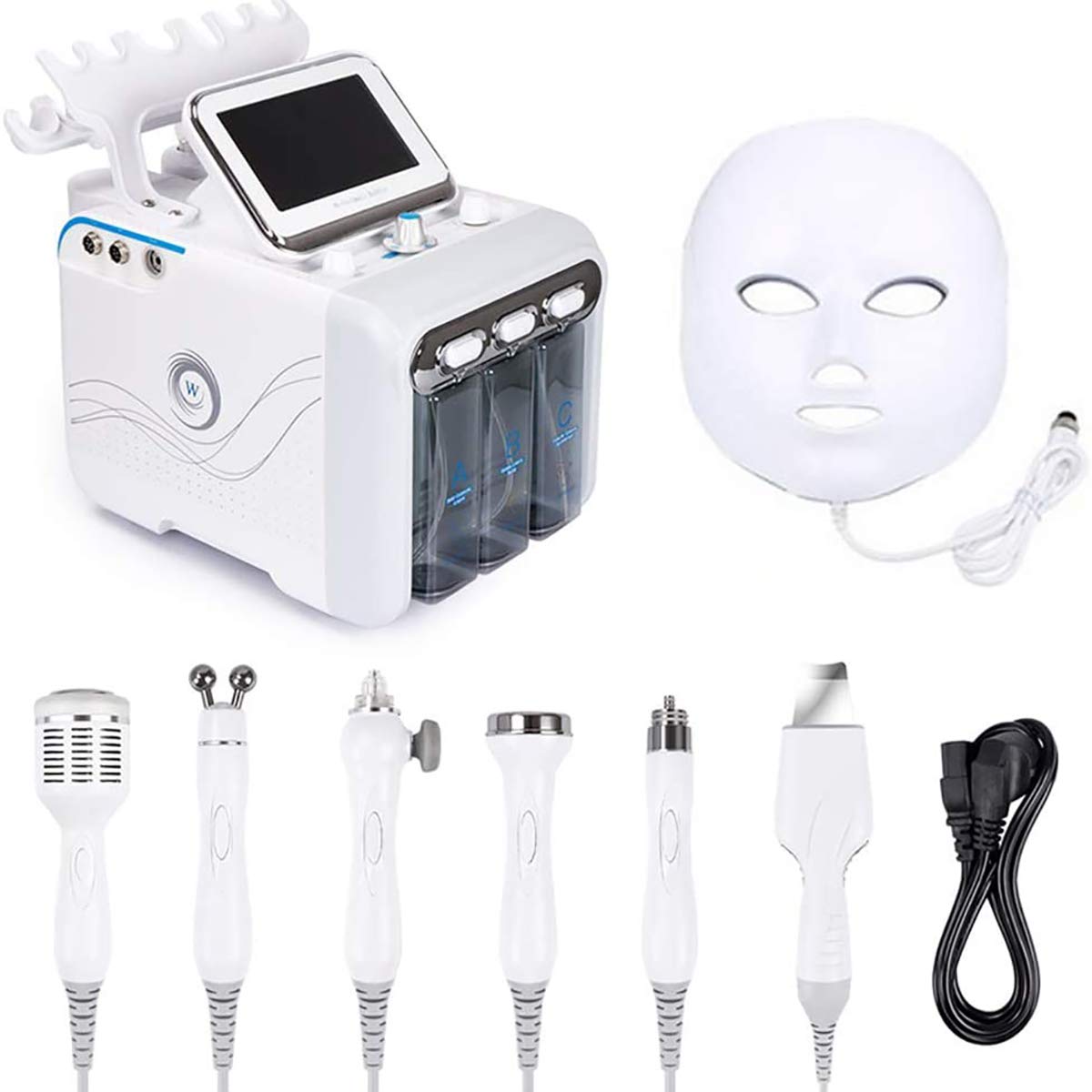 7 en 1 de oxígeno en Agua HydraFacial Machine con la máscara LED Cuidado de la Piel Facial de Limpieza Profunda Exfoliante Hydro La dermoabrasión Jet Peel pequeño Dispositivo Burbuja