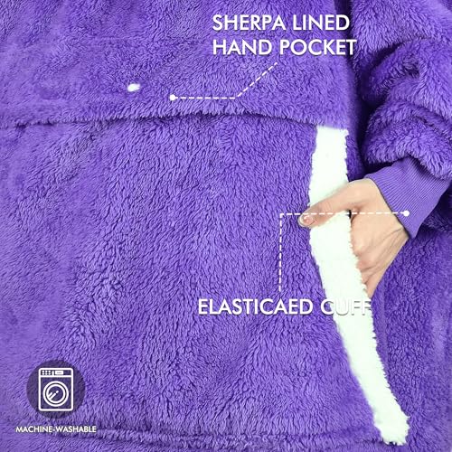 Tirrinia Oversized Sherpa Wearable Blanket Hoodie – Purple — view 8