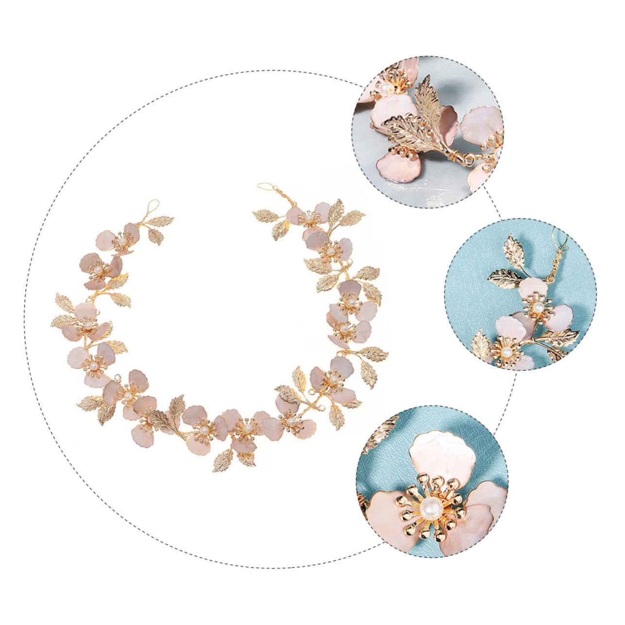 FOMIYES 3piezas Accesorios Cabello De Novia Perlas Tocado Floral Elegante Para Bodas Especiales Decoración Cabello De Novia
