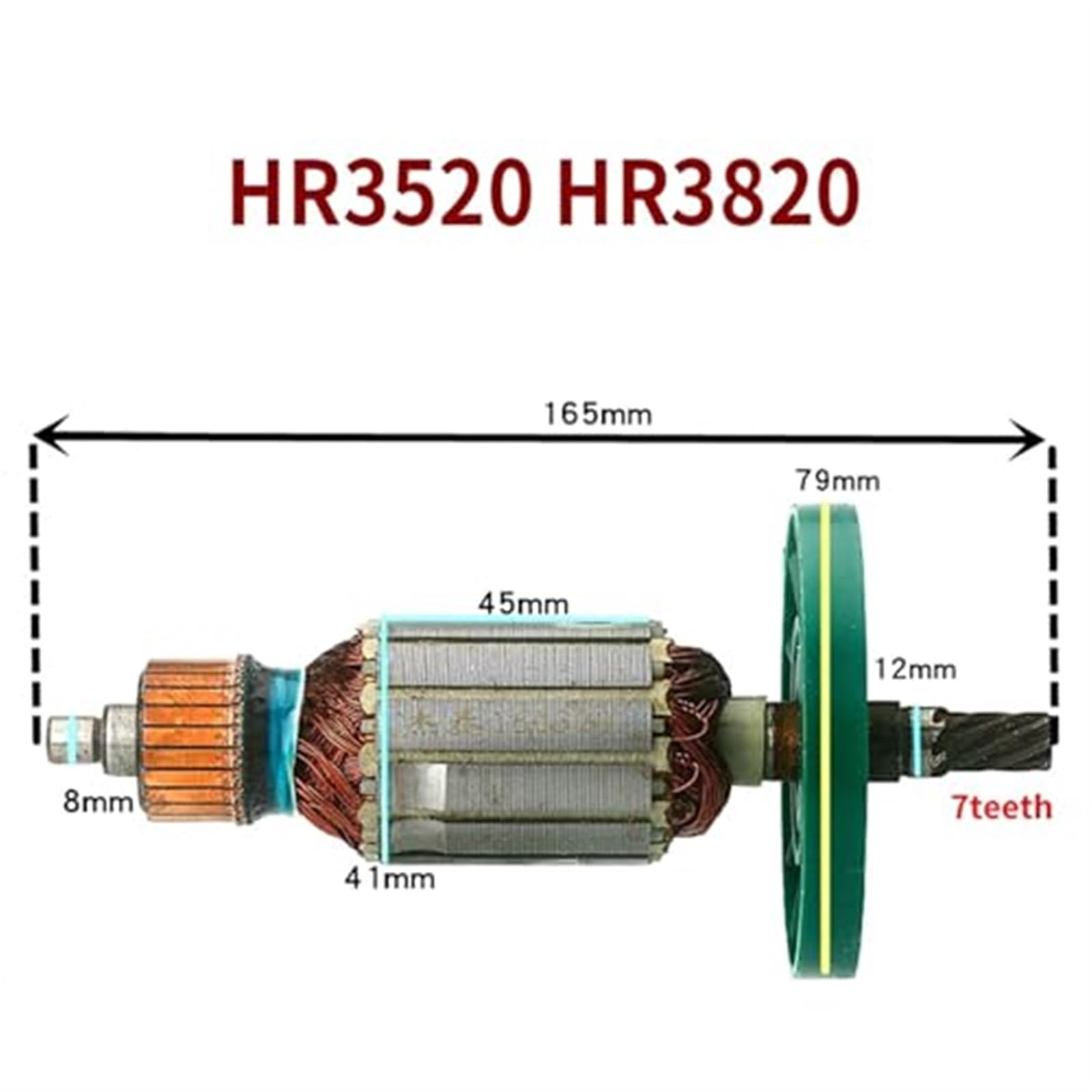 Akcesoria do wirników, do makita, HR3820 HR3520 młot elektryczny elektryczny pick wiertarka udarowa armatura wymiana kotwicy wirnika Wirnik zamienny do maszyny ogrodowej(BLACK Rotor)