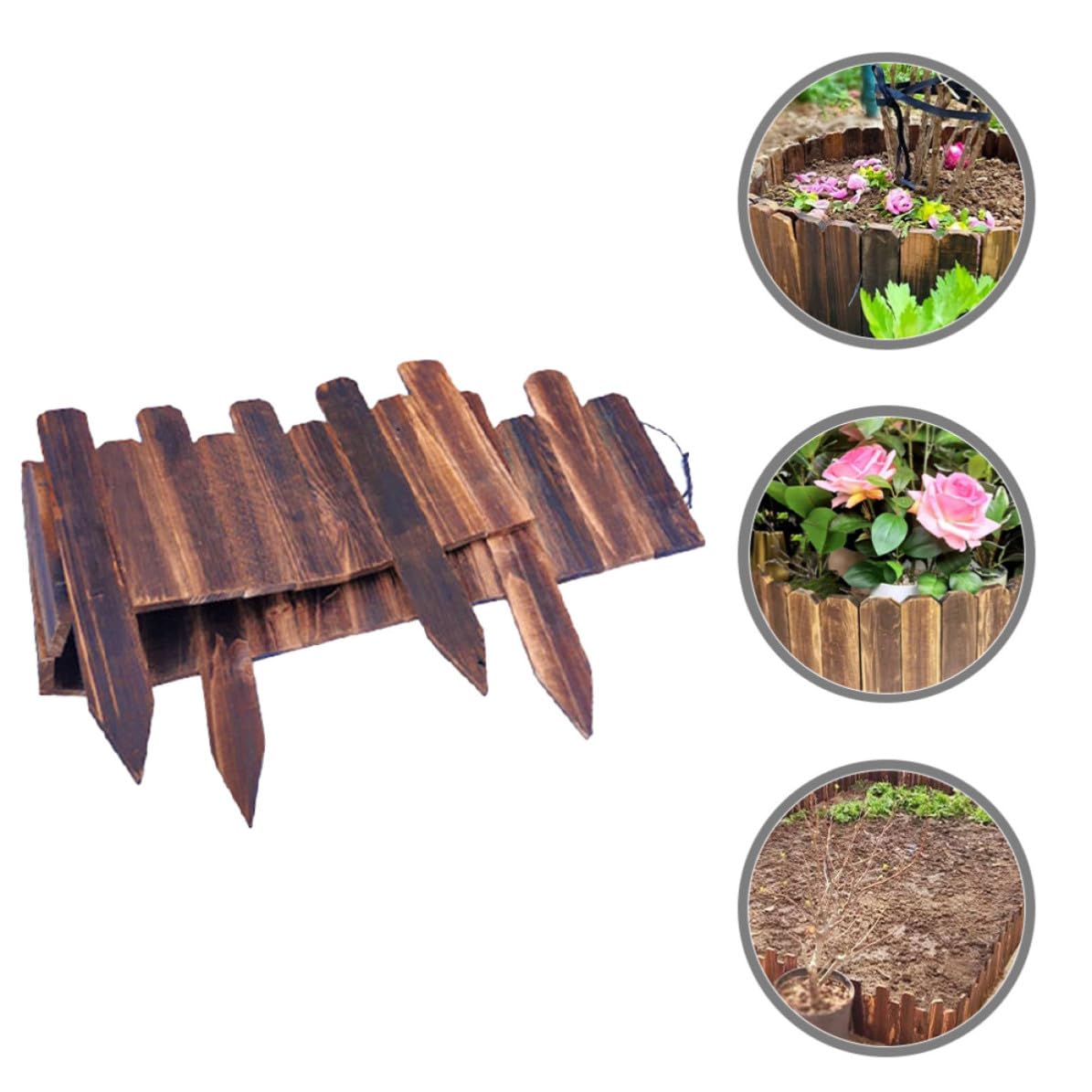 Steccato Decorazione Naturale in Legno Staccionata Antitarlo Color Caffè, Flessibile e Resistente per Protezione Massima di Piante e Prato per Aiuole da Giardino per Casa