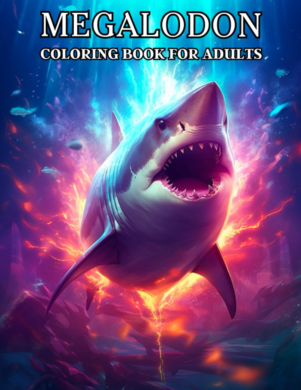Megalodon Coloring Book For Adults: Megalodon Shark Designs with Fish and Ocean Patterns : Stress Relief And Relaxation