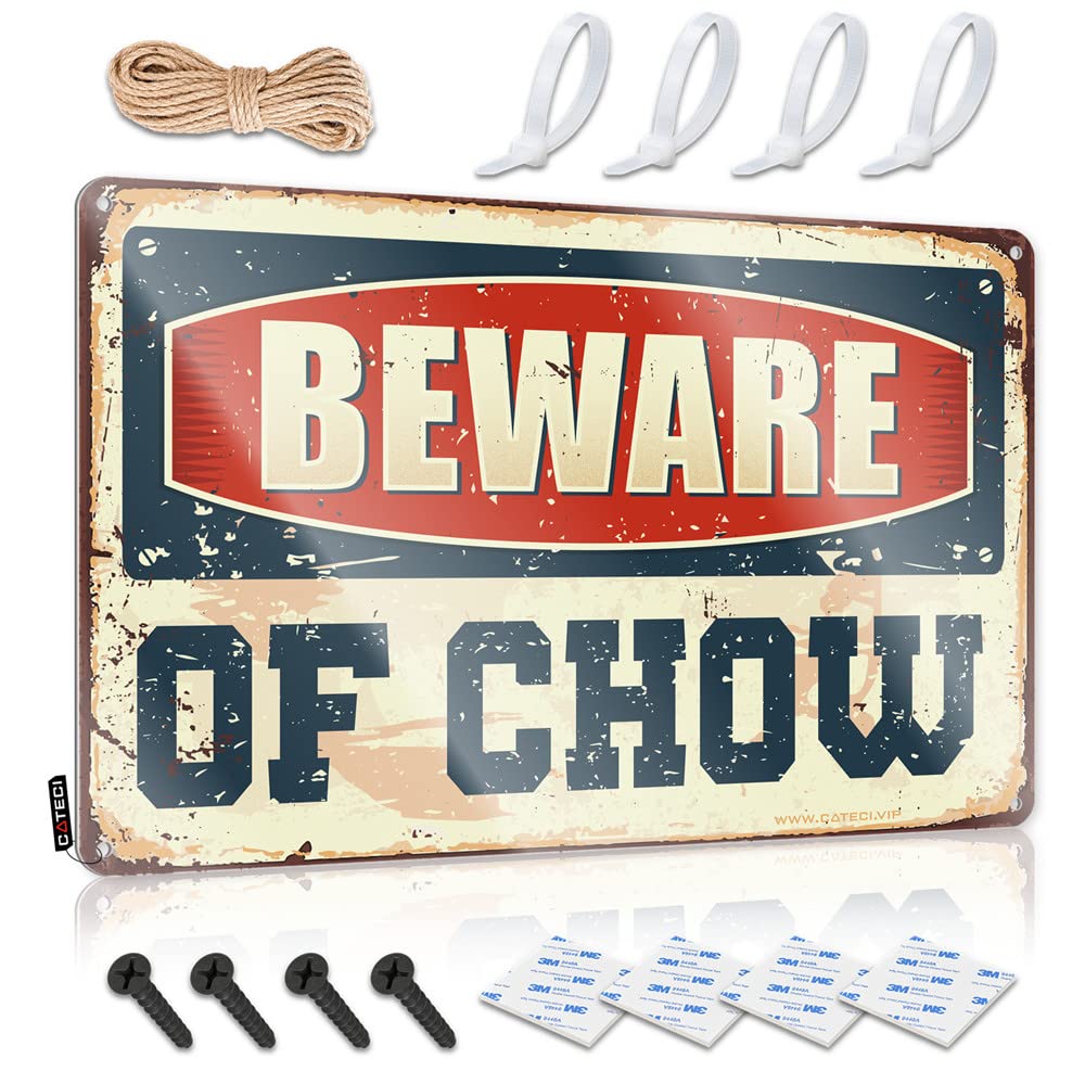 ZTBBDNQHA Old Signs Metal Vintage Beware Of Chow Sign Vintage Bar Decor Bar Signs For Home Bar Decor(30X40CM)