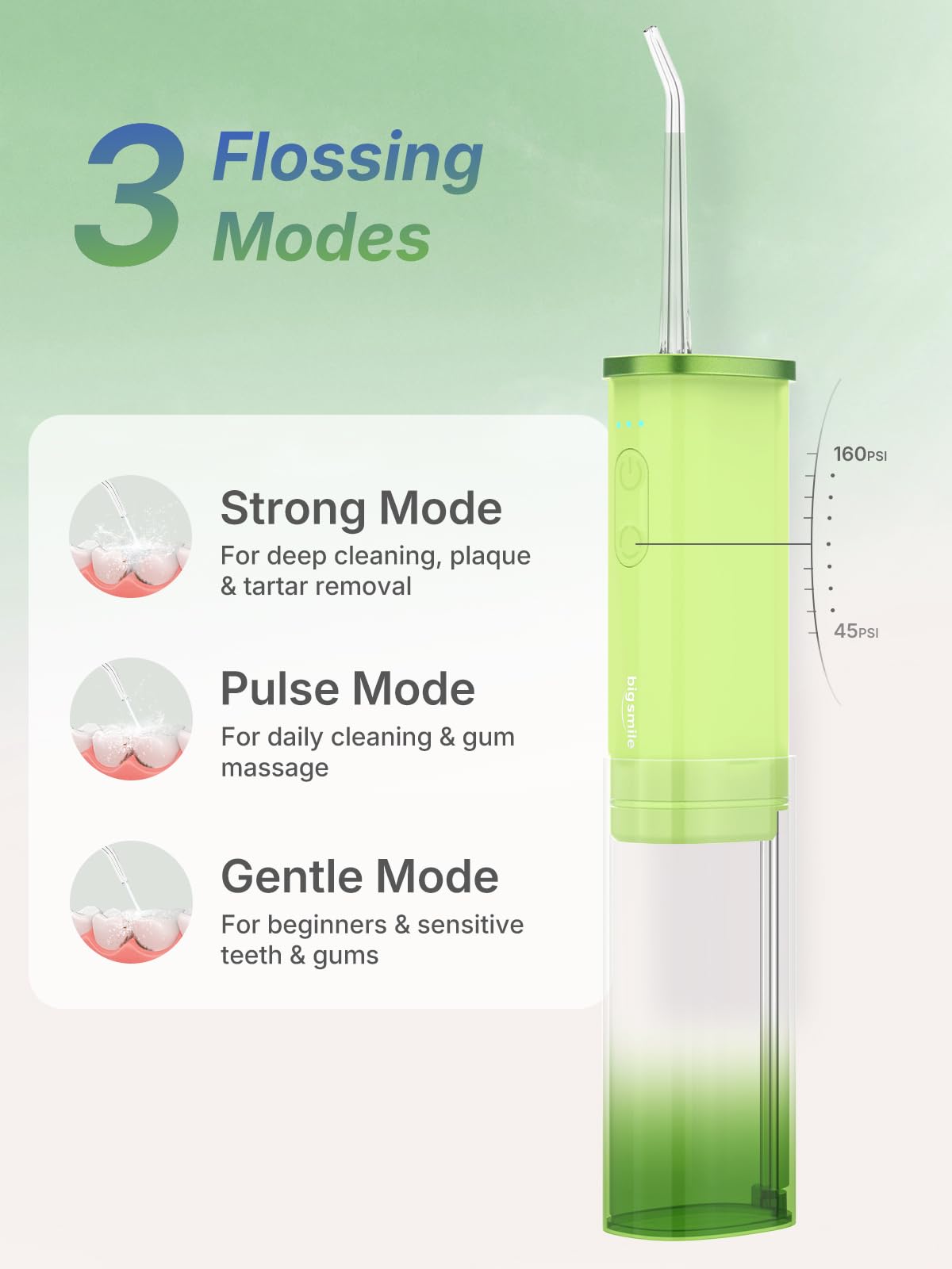 Mini-Compact Water Flosser Portable Wireless Dental Pick Tanque plegable