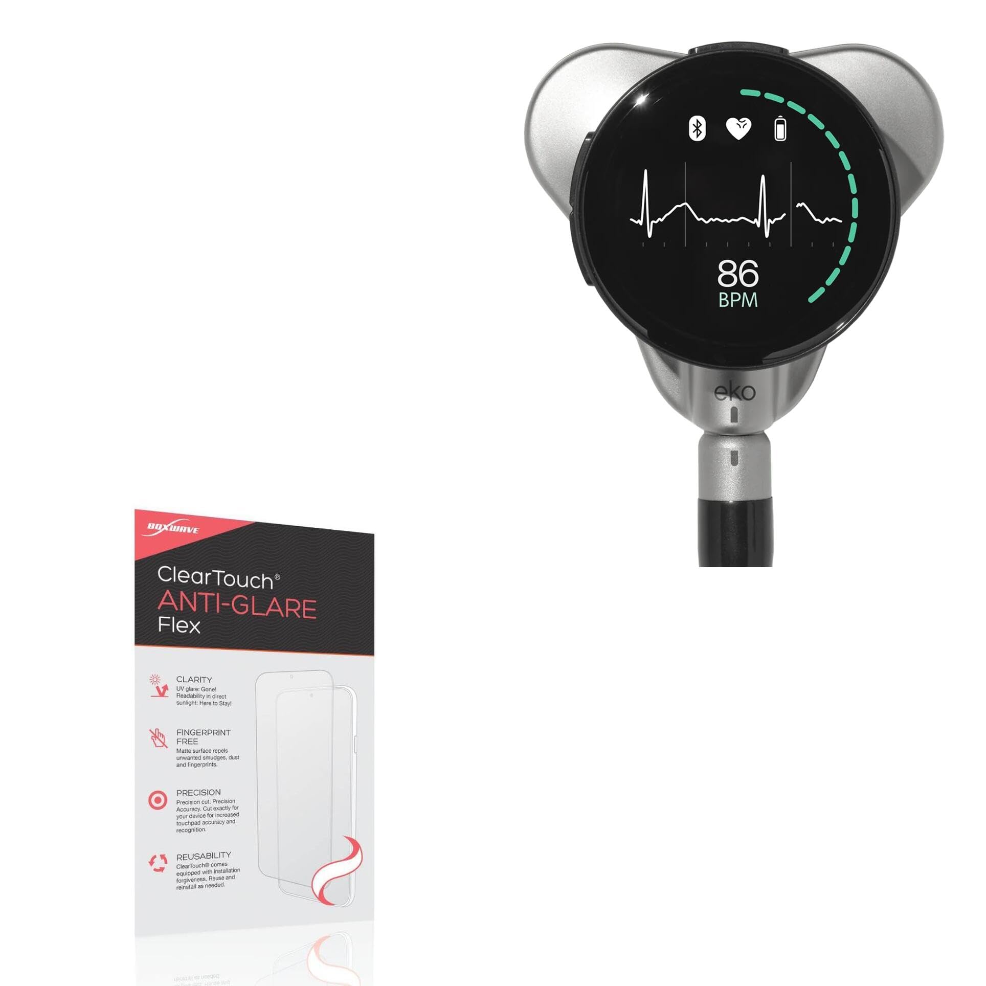 BoxWaveScreen Protector Compatible with EKO CORE 500 - ClearTouch Anti-Glare Flex (2-Pack), Anti-Fingerprint Matte Film Skin Curve Coverage