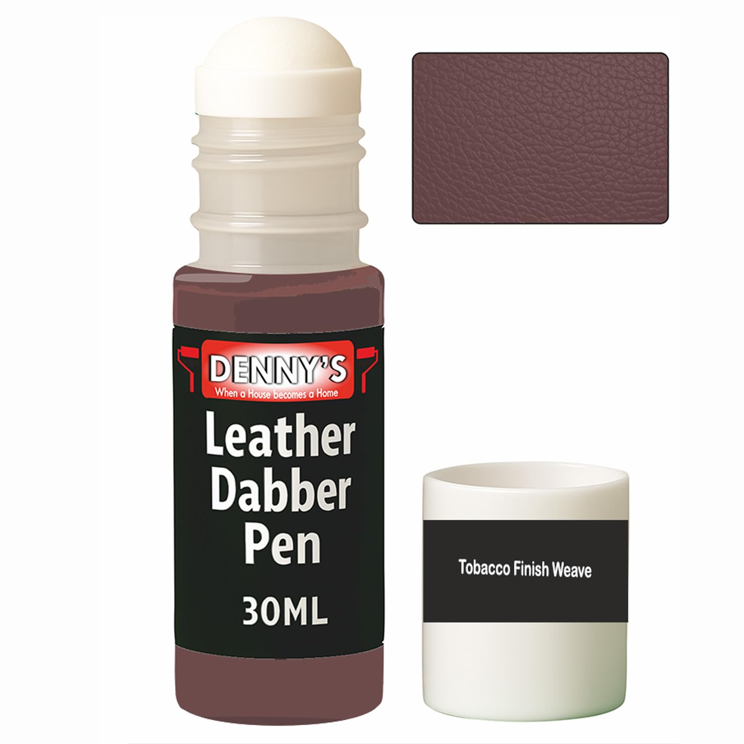 SCOOBYS PAINTS BACK IN THE MIX Leather Dabber Pen, 30ml, Leather Recolouring Paint Dye Balm Sofas, Repair Faded & Scratched Upholstery Car Seats, Shoes and Clothing, Brown (Tobacco Finish Weave) — image 1