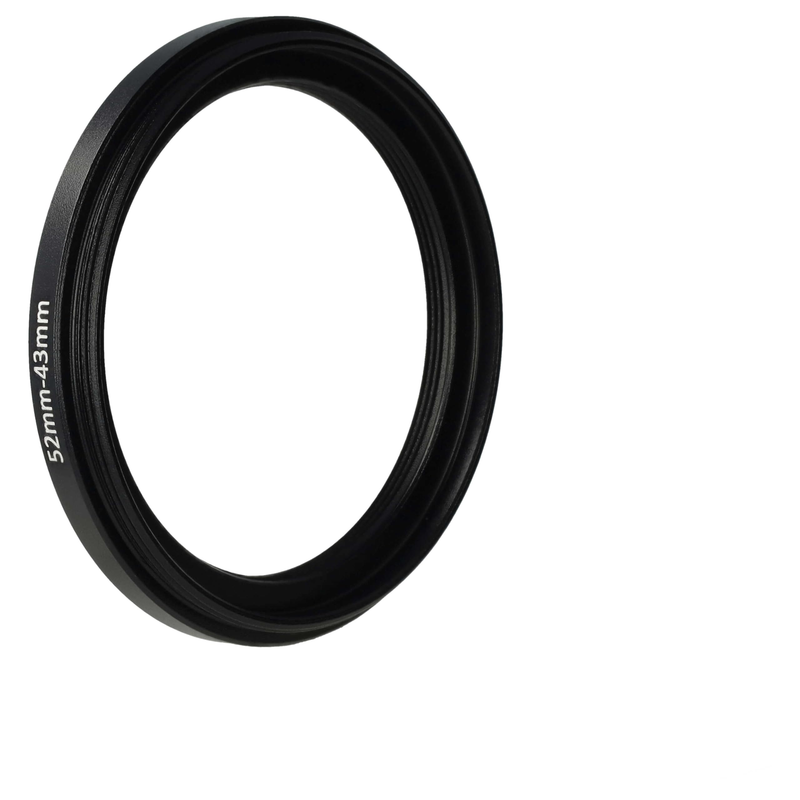 vhbw Step Down Adapter Ring Adapter filtra 52 mm-43 mm czarny pasujący do aparatu Agfa, Agfaphoto, Canon, Casio, Fujifilm, Kodak, Minolta, Nikon, Olympus