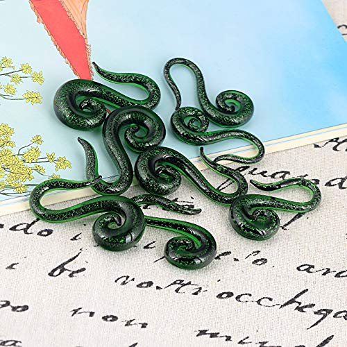 Stuppendux Seahorse Shape Ear Glass Spiral Tapers Plugs Tunnels Expander Hanger Gauges Earrings Stretching Body Piercings Jewelry Gauges 4g 5MM