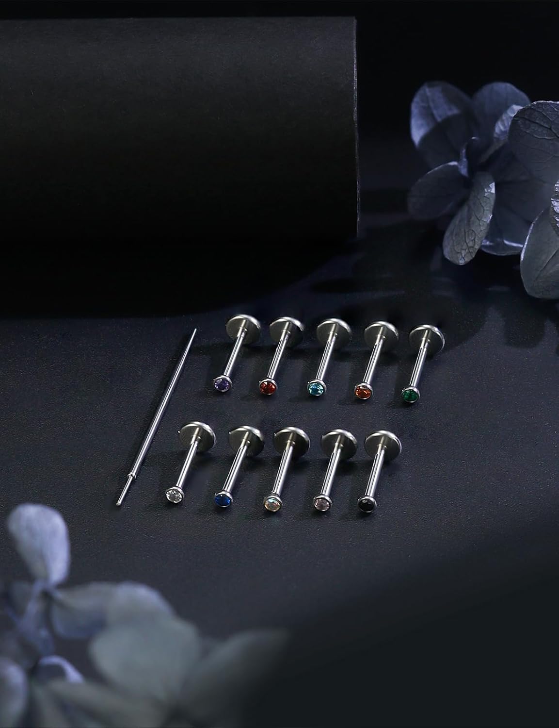 20G 18G 16G Astm F136 Titanium Threadless Flat Back Earrings Nose Studs Tragus Helix Conch Cartilage Lobe Earrings Medusa Labret Snake Bite Monroe Lip Ring Piercing Jewelry For Women Men - Image 7