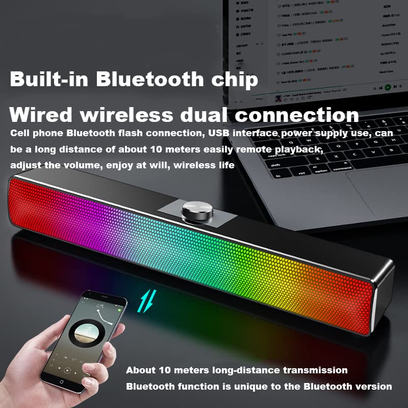 Głośnik komputerowy USB Bluetooth LED Subwoofer Bass Speaker Surround Sound Box do komputera laptopa, telefonu, tabletu MP3 (wersja USB Bluetooth)