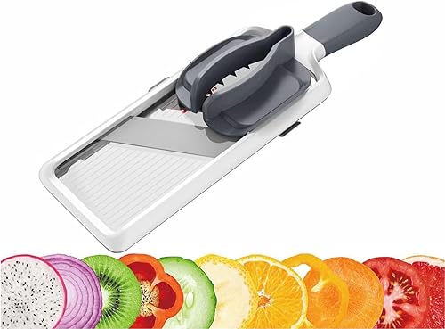 Cortadora de mandolina segura para verduras, cuchilla de acero inoxidable ajustable, cortador para frutas y verduras, trituradora de repollo