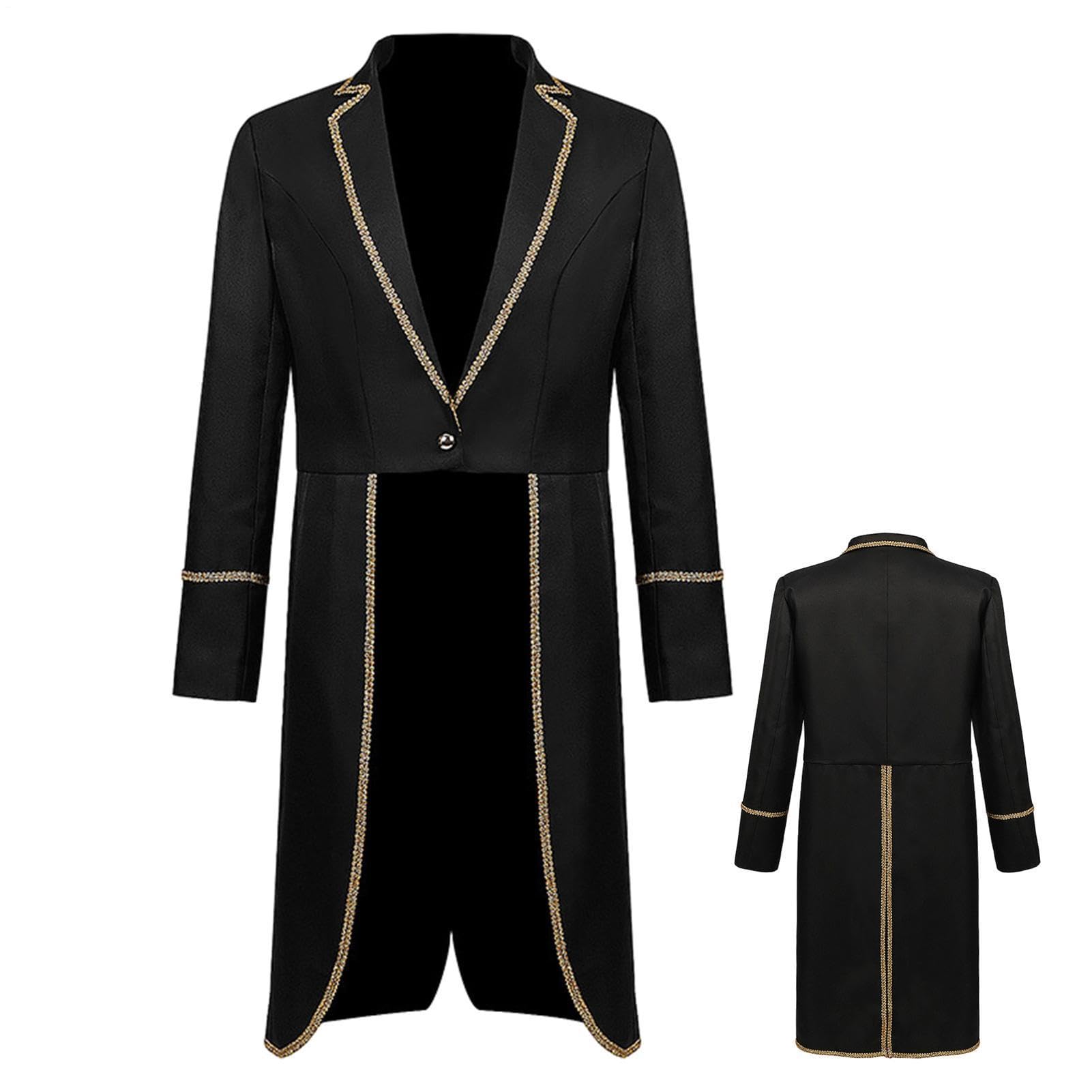 Steampunk Tailcoat - Disfraz gótico vintage de Halloween con ribete dorado