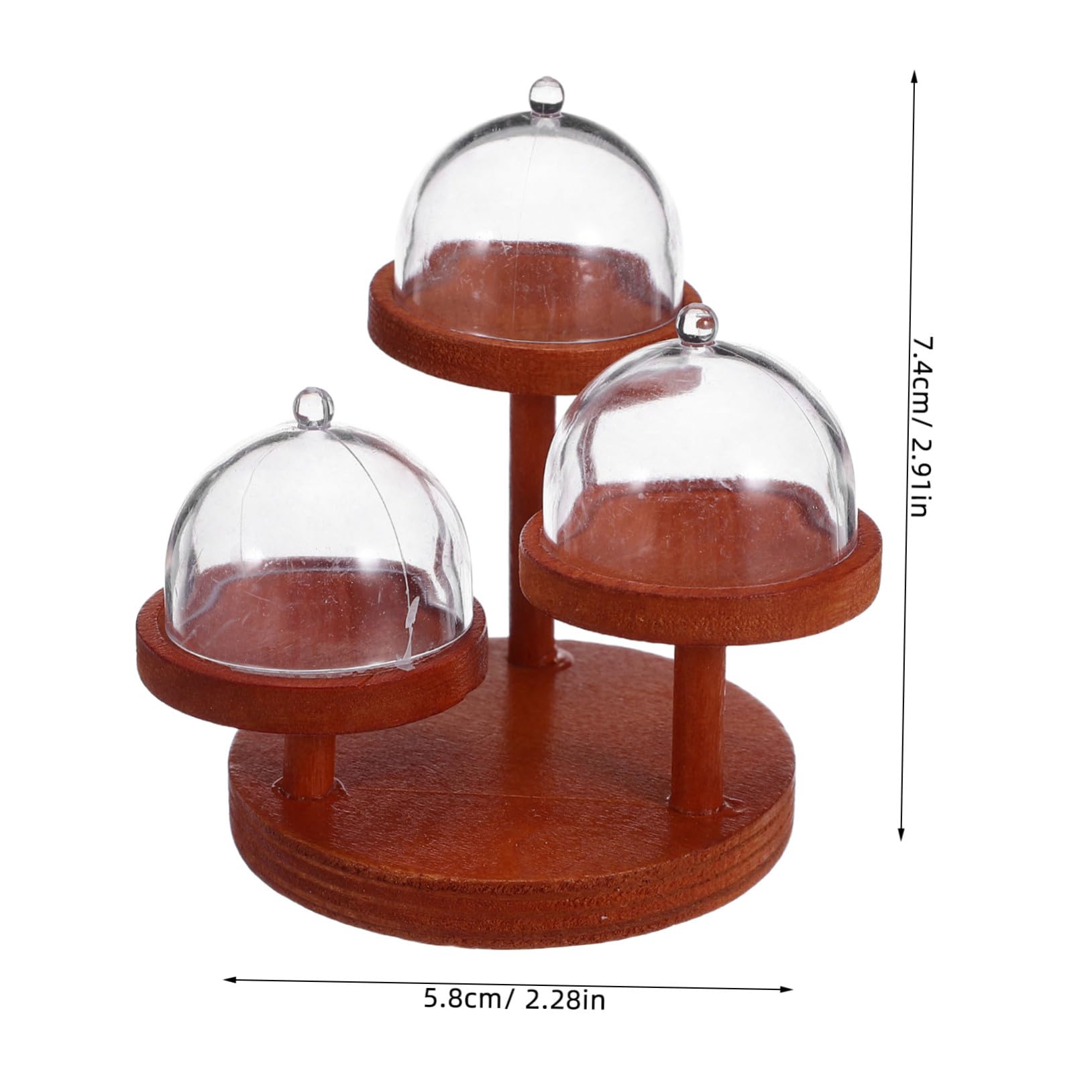 Kisangel 2 Impostati Miniature Stand da Dolci in Legno per Casa delle Bambole Vassoio Piani con Copertura in Plastica Espositore Multistrato