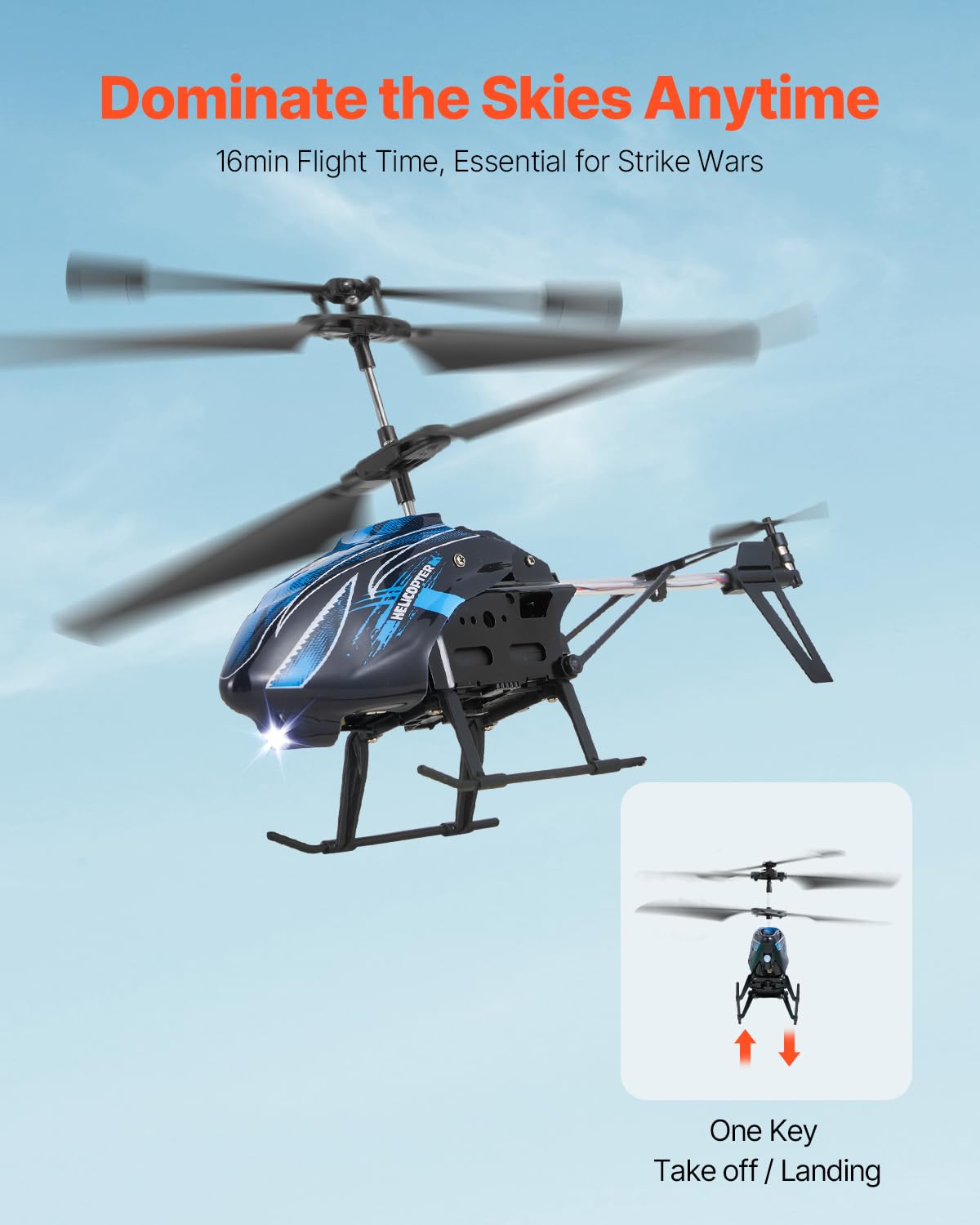 Helicóptero RC De 4 Canales Con Giroscopio De 6 Ejes, 3 Baterías Para 39 Minutos De Vuelo, Despegue Con Un Botón, Para Niños De 8+